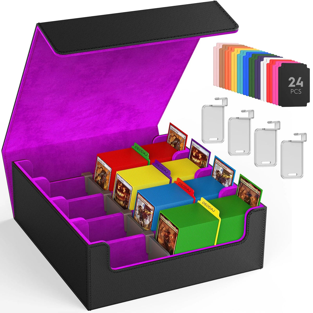 Trading Card Storage Box for MTG (3200+ Cards) - Black & Purple