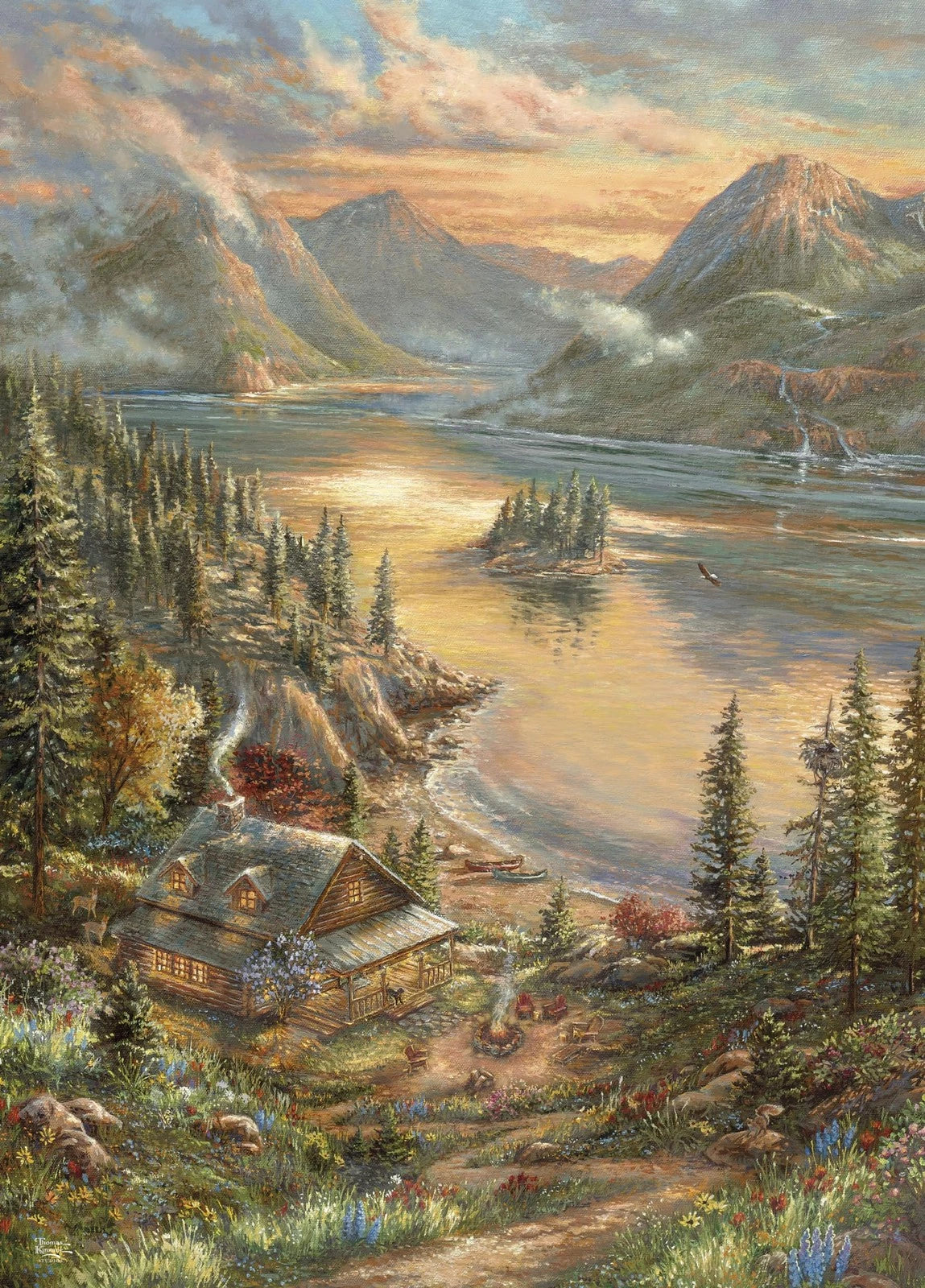 1000 Piece Puzzle for Ceaco Thomas Kinkade Lakeside Splendor (19 x 26.6)