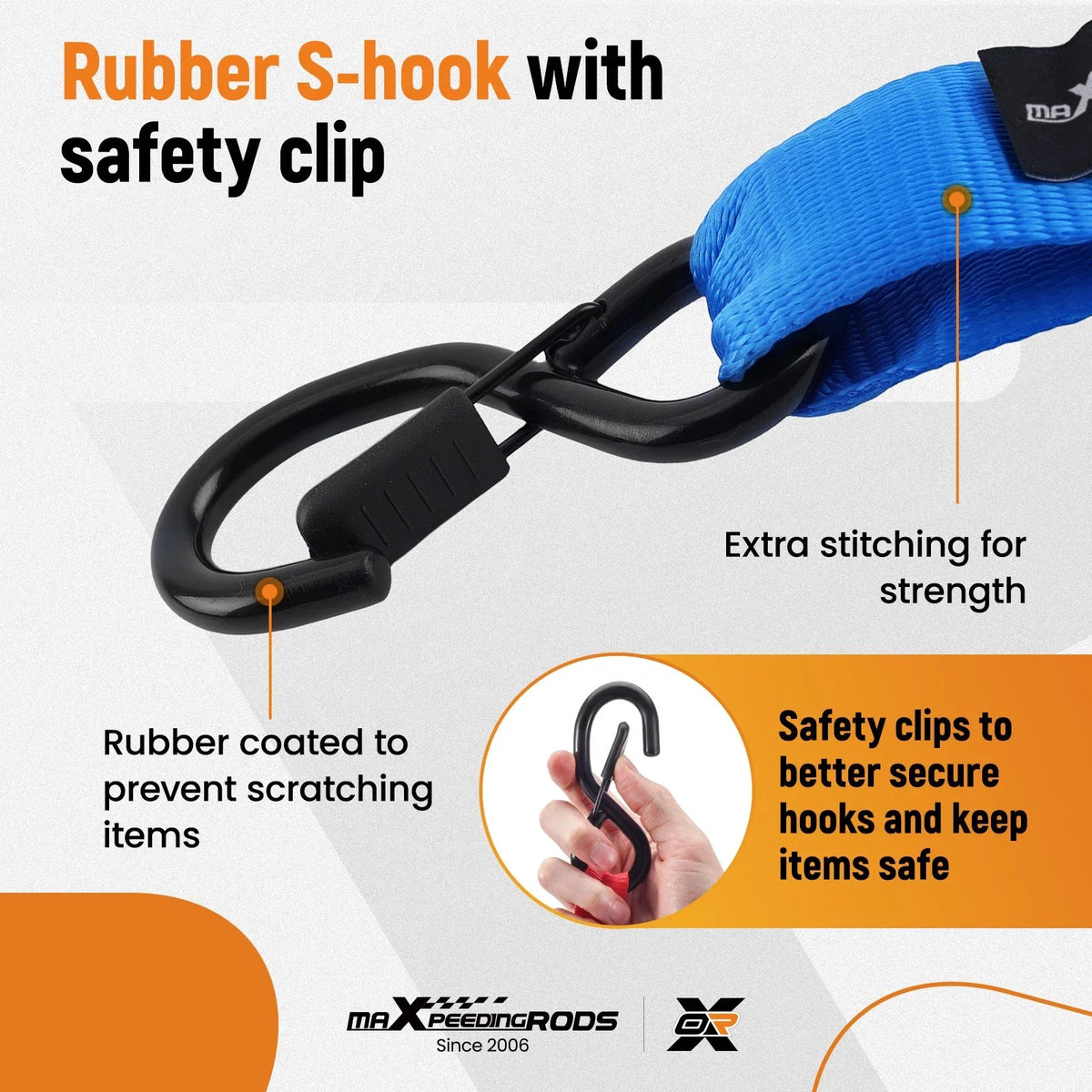 Set of 2 Ratchet Tie Down Straps 1.6in x 8ft 5208 lb for Truck Trailer