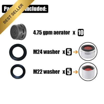 10Pc Faucet Aerator Insert for Bathroom Sink (4.75 GPM)
