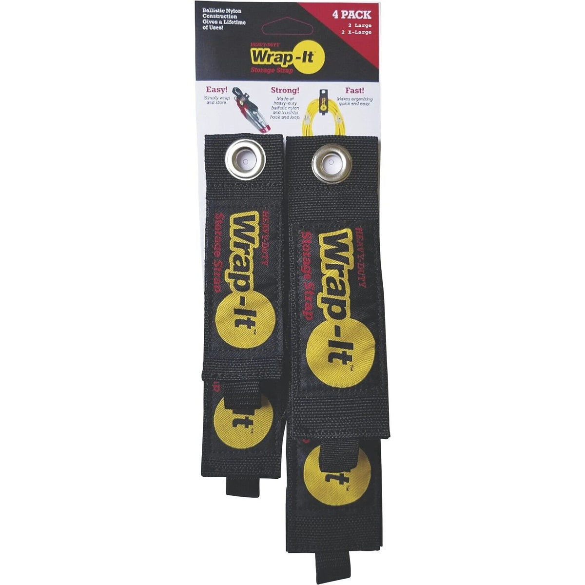 4-Pack Heavy-Duty Storage Straps for Cords Wires