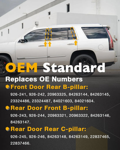 B/C Pillar Door Window Trim Molding Kit for Chevy Tahoe GMC Yukon (2015–2018)