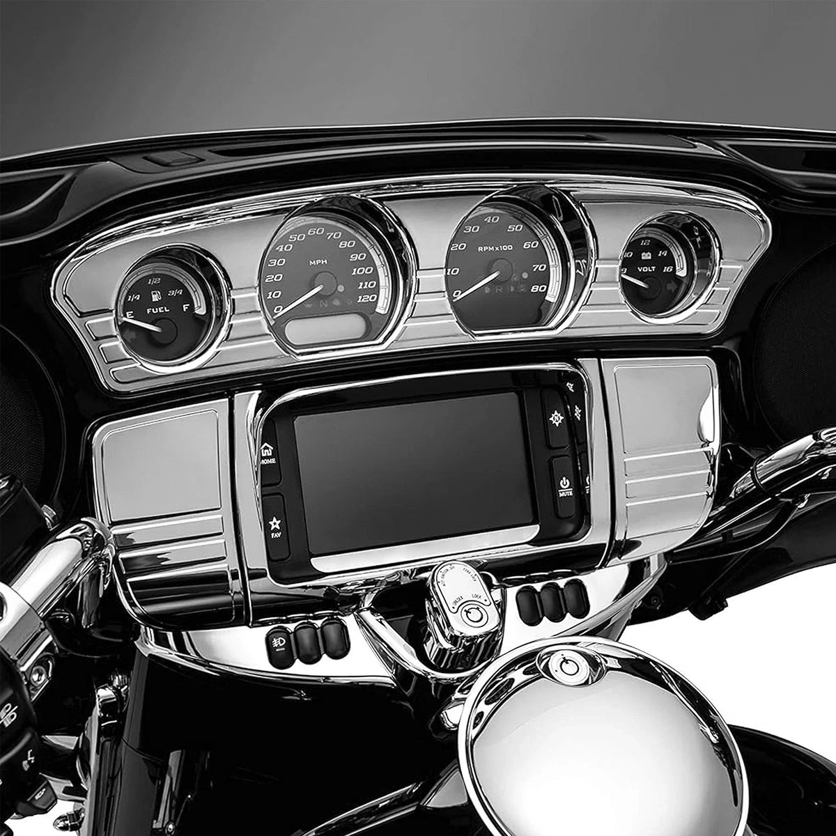 Tri Line Stereo Trim Gauge for Harley Touring Street Electra Glide (2014–2023)