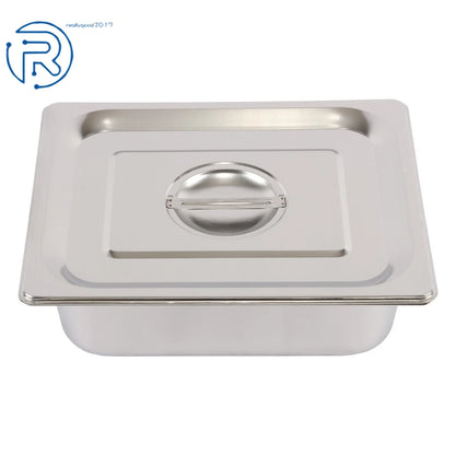 Set of 4 Steam Table Hotel Pans with Lid 4" Deep for Standard Utensils