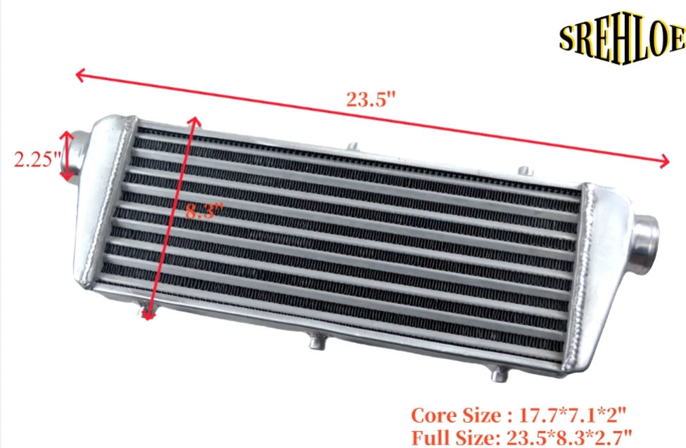 Universal Aluminum Front Mount Turbo Intercooler 23X8.3X2.7" 2.25" I&O