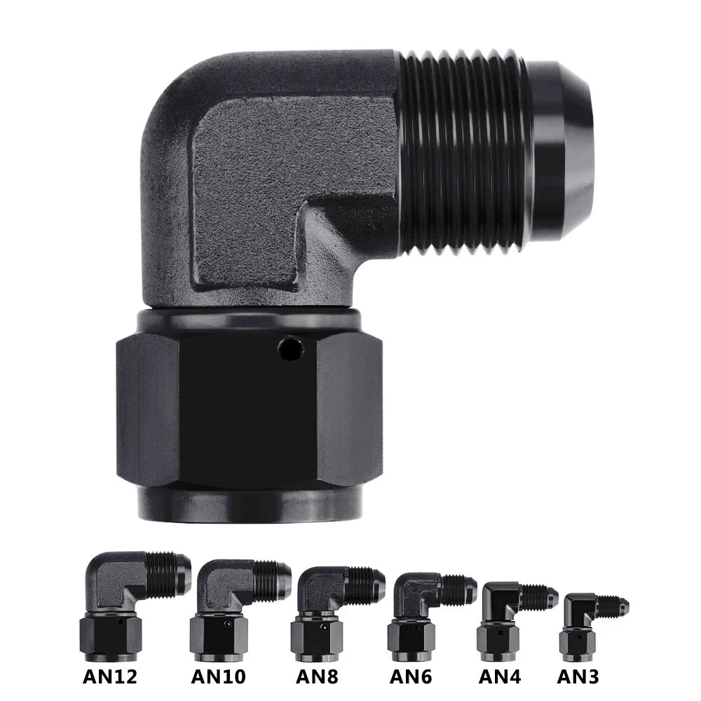 2x 6/8/10/12AN Female to Male Bulkhead Flare Adapter Swivel Hose Fitting 90°