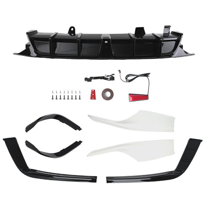 Gloss Black LED Rear Bumper Diffuser + White Corner Spat for Honda Accord (2018–2022)