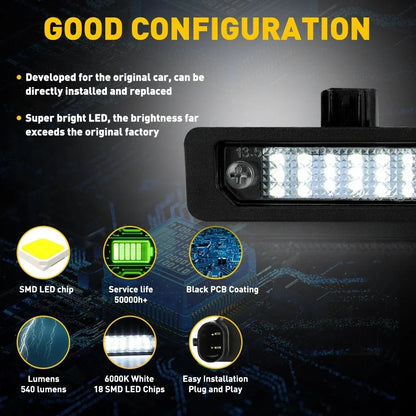 Set of 4 LED License Plate Lights for Ford Mustang, Focus, Flex, Fusion, Taurus