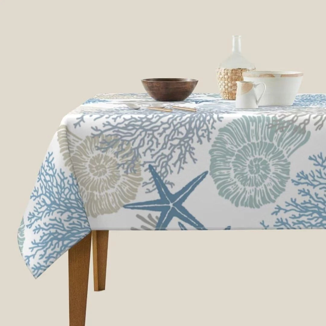Summer Coastal Tablecloth for Square Tables (54x54 Inch)