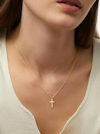 Layered Gold Cross Necklace for Women, 14k Adjustable (14-52.07 cm)