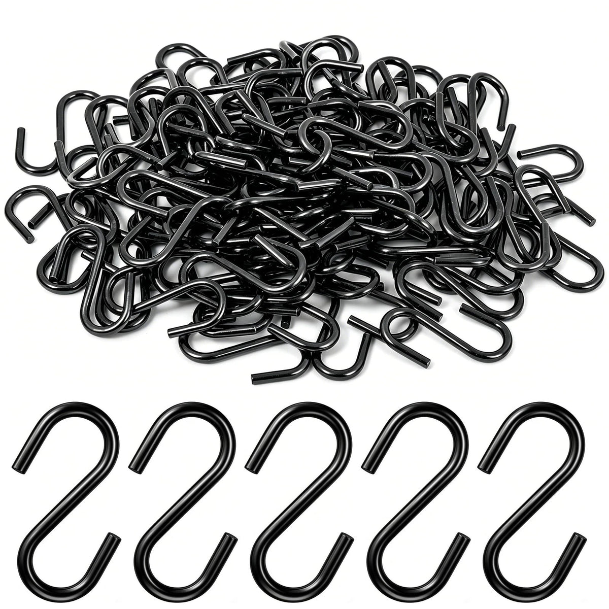 100PCS Mini Stainless Steel Black S Hooks for Various Applications