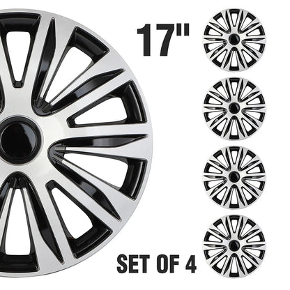 Set of 4 Wheel Covers for R17 Tire & Rim (Black & Silver)