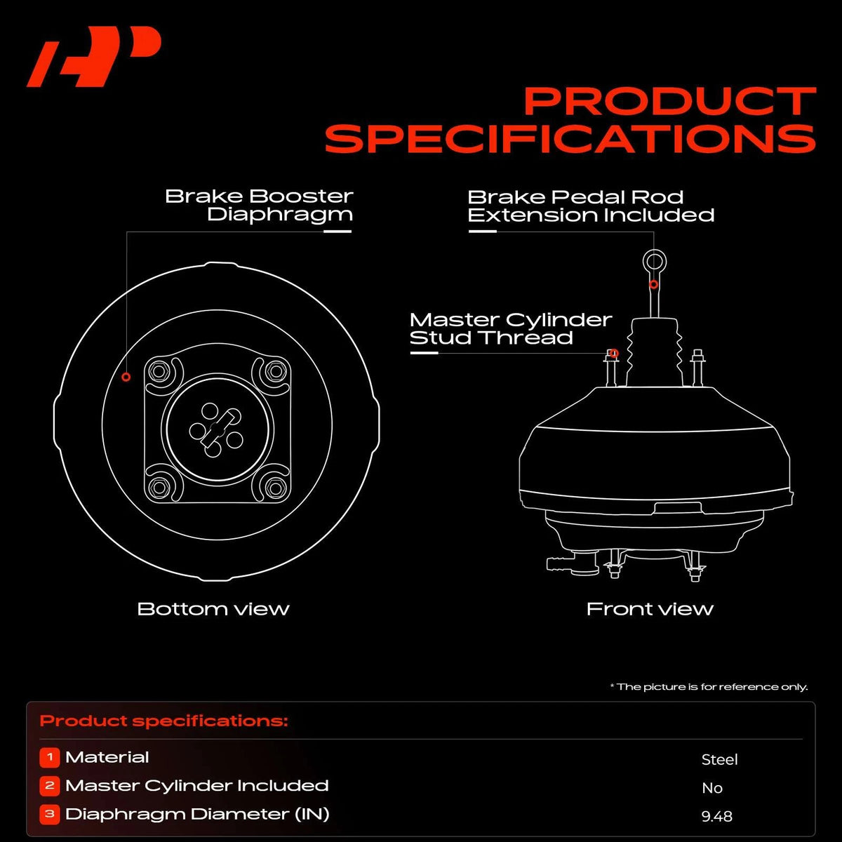Power Brake Booster for Jeep Grand Cherokee Dodge Durango (2011–2015) 4560182AA, 4560182AB, 5477209, 54-77200