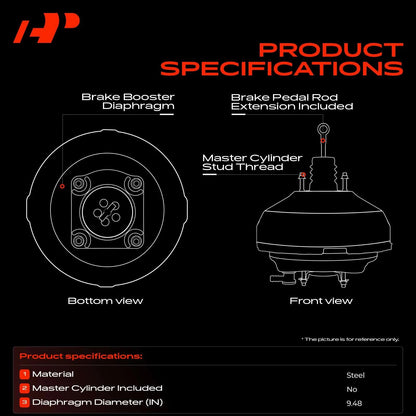 Power Brake Booster for Jeep Grand Cherokee Dodge Durango (2011–2015) 4560182AA, 4560182AB, 5477209, 54-77200