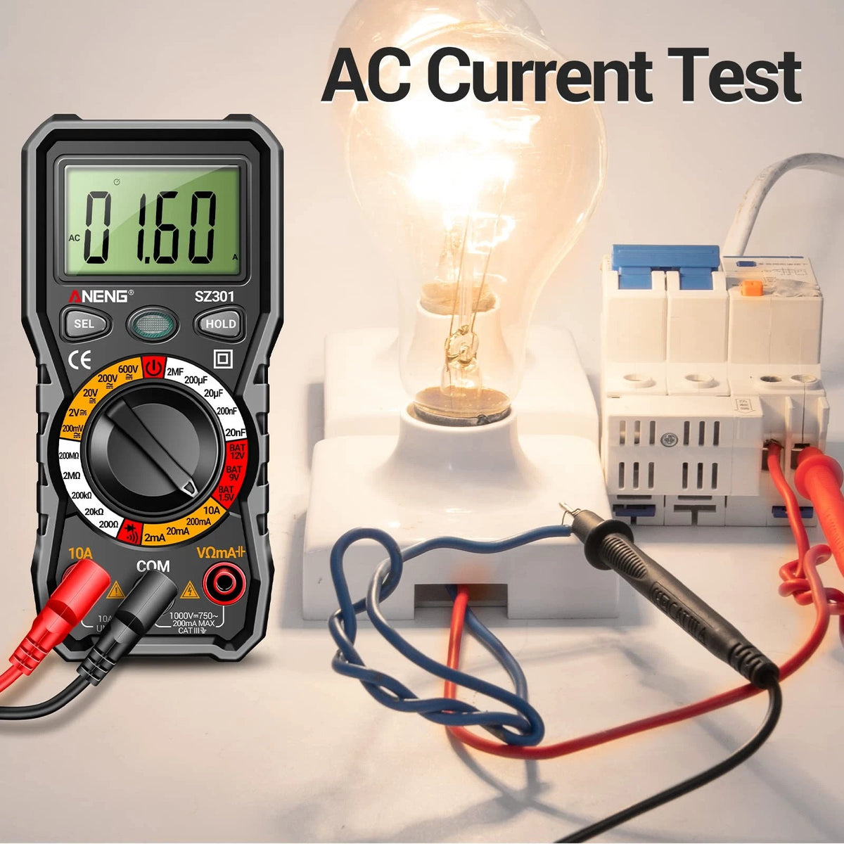 Digital Multimeter for Automotive Use (DC AC Voltmeter, Ohm Volt Amp)