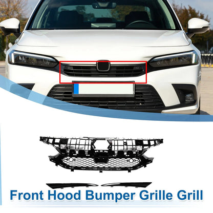 Front Hood Bumper Grille for Honda Civic (2016–2021) Rock Style with Hole