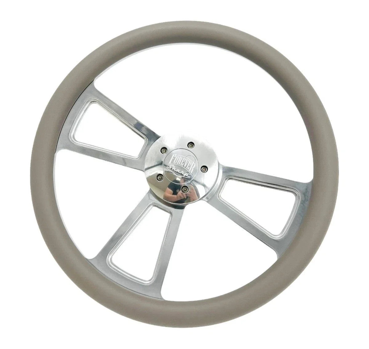 Polished 5 Hole Steering Wheel 18 Inch Gray for Peterbilt Kenworth Freightliner (1998–2024)