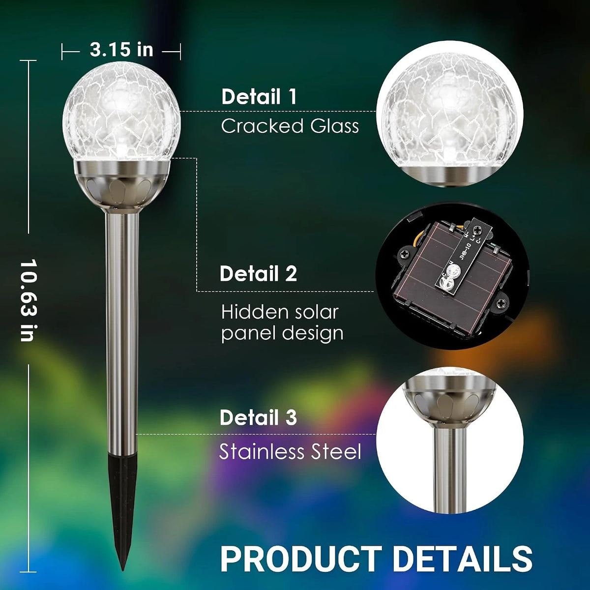 3X Solar Powered Multi Color Garden Lights for Outdoor Use