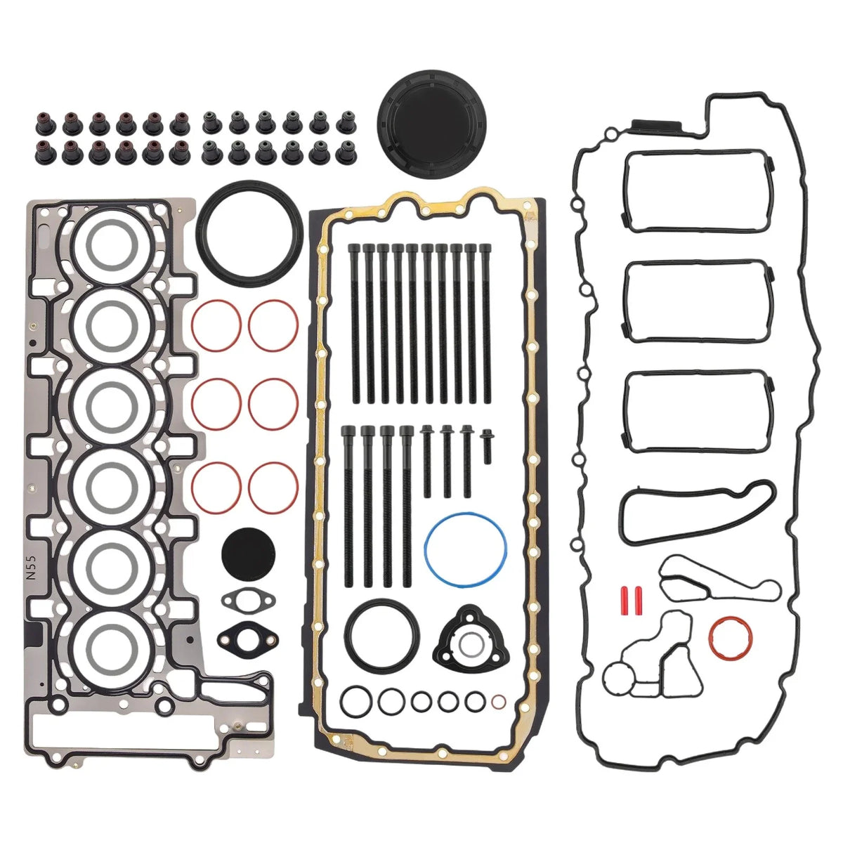 N55 3.0L Engine Rebuild Gasket Seals Kit w/ Head Bolts for BMW 335i X3 X5 X6 (2007–2013)