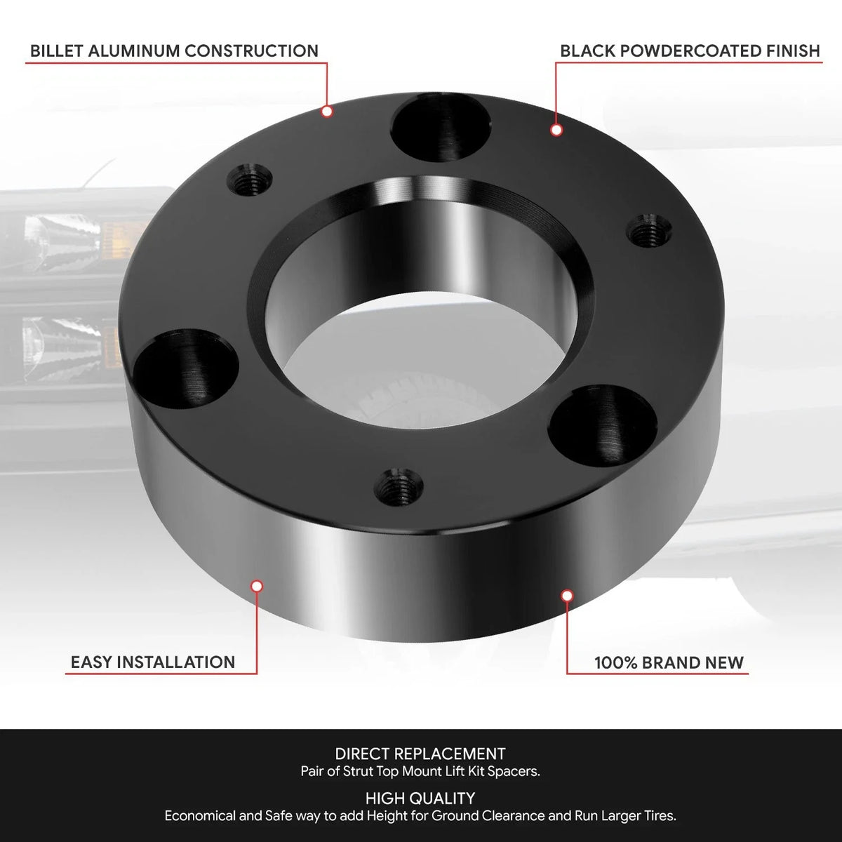 2.5" Aluminum Strut Top Mount Lift Kit Spacer for Silverado Sierra 1500 (2007–2022)