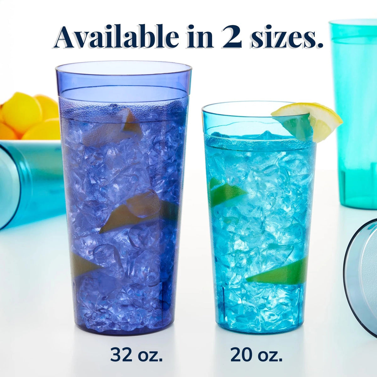 Set of 16 Reusable 20-Ounce Plastic Tumblers for Coastal Decor