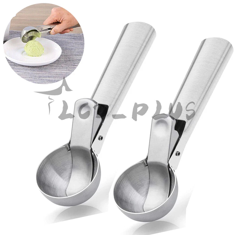 2Pcs Stainless Steel Ice Cream Scoop with Easy Trigger