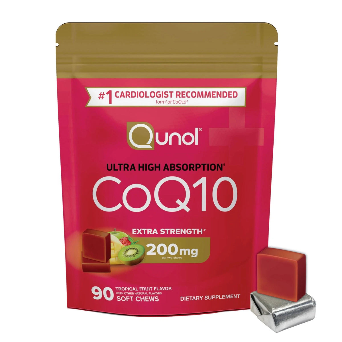 Qunol CoQ10 200mg Soft Chews for Extra Strength (90 Count)