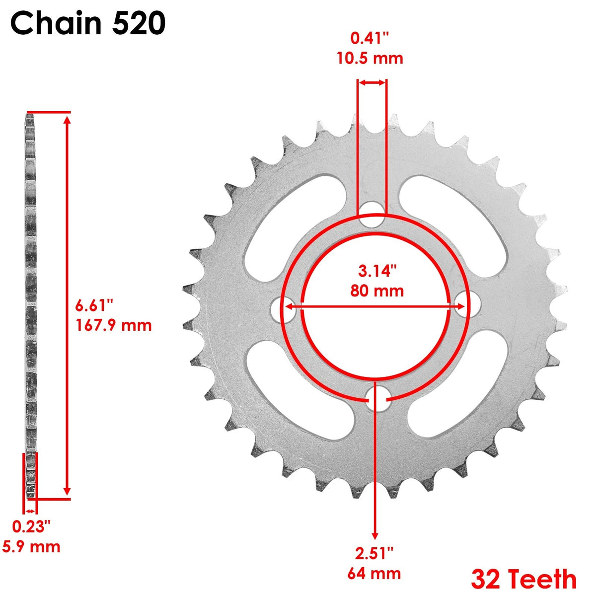 O-Ring Drive Chain & Sprockets Kit for Yamaha Breeze 125 (1989–2004) EG2250CH124XO