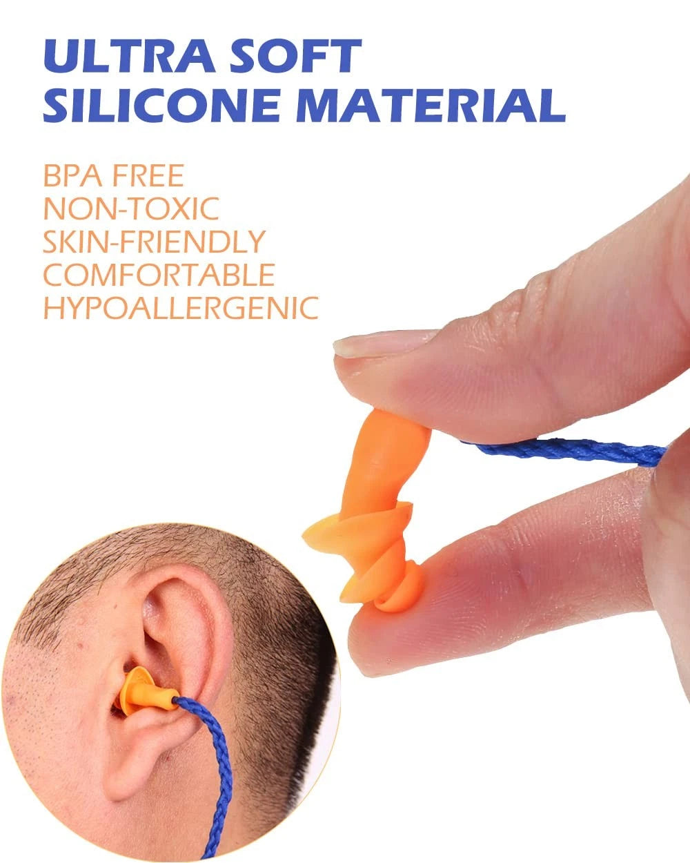 12 Pairs Corded Silicone Ear Plugs for Noise Reduction (Pack of 12)