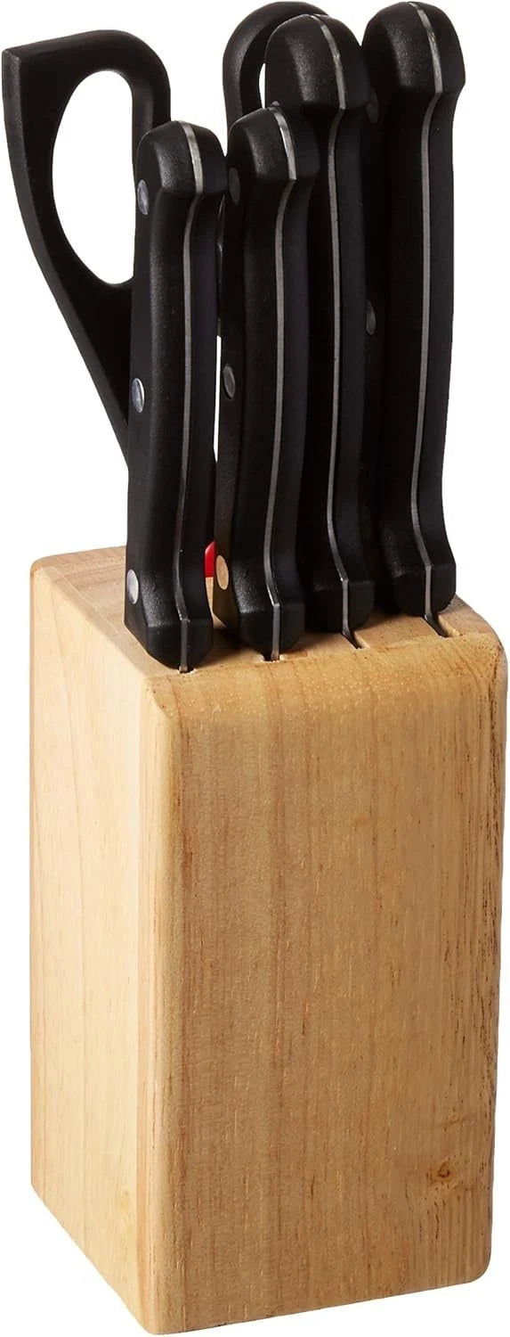 Set of 4 Utica Cutlery Knives & Scissors with Wood Storage Block