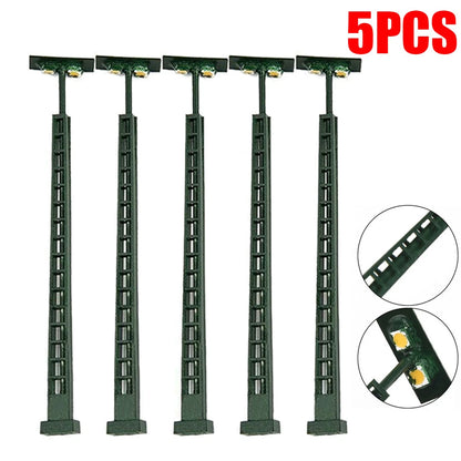 5X LED Lamp Post Lights for HO Scale 1:87 Model Railway Train