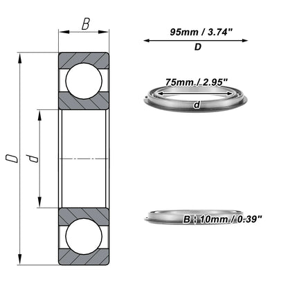 Deep Groove Ball Bearing 6815NR for Scooter Skateboard Wheel (P0 75x95x10mm)
