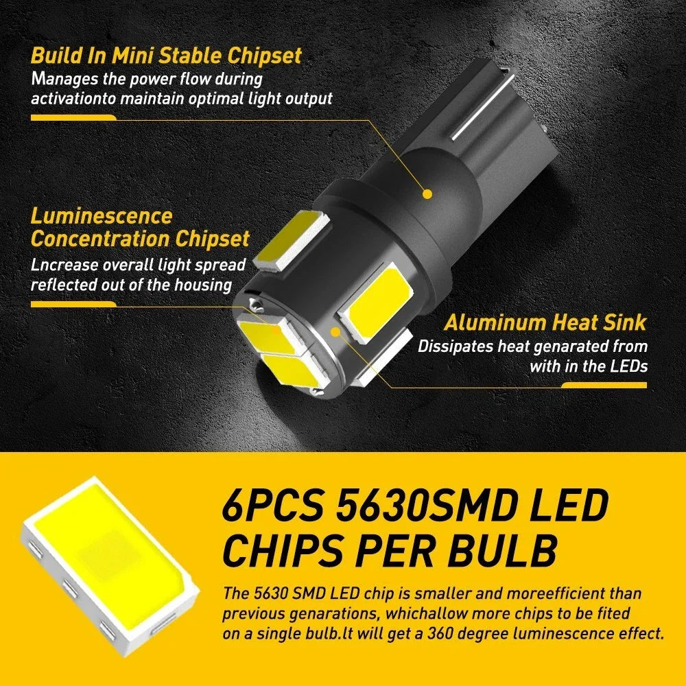 20x T10 194 LED Bulbs for Instrument Panel Gauge Cluster (Universal)