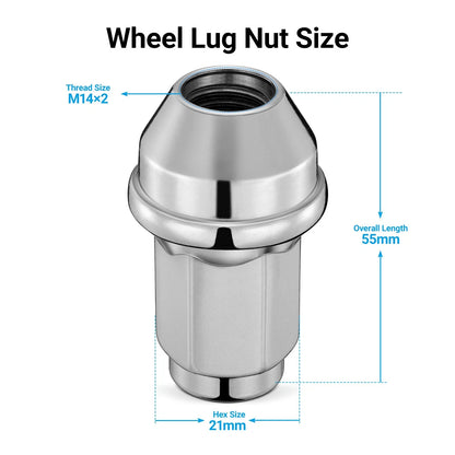 Chrome 14x2 Lug Nuts for Ford F-150 (2003–2014)