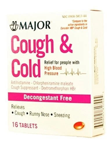 Cough & Cold Tablets for High Blood Pressure (Pack of 16)