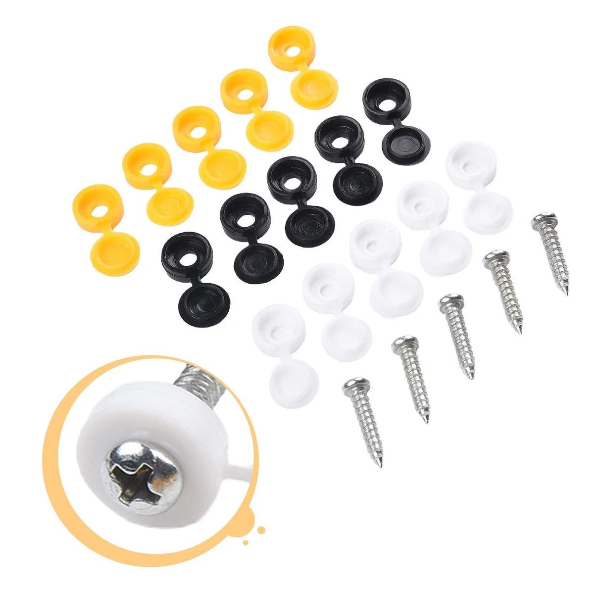 Set of 12 Screws & 36 Hinged Covers for Car Number Plate