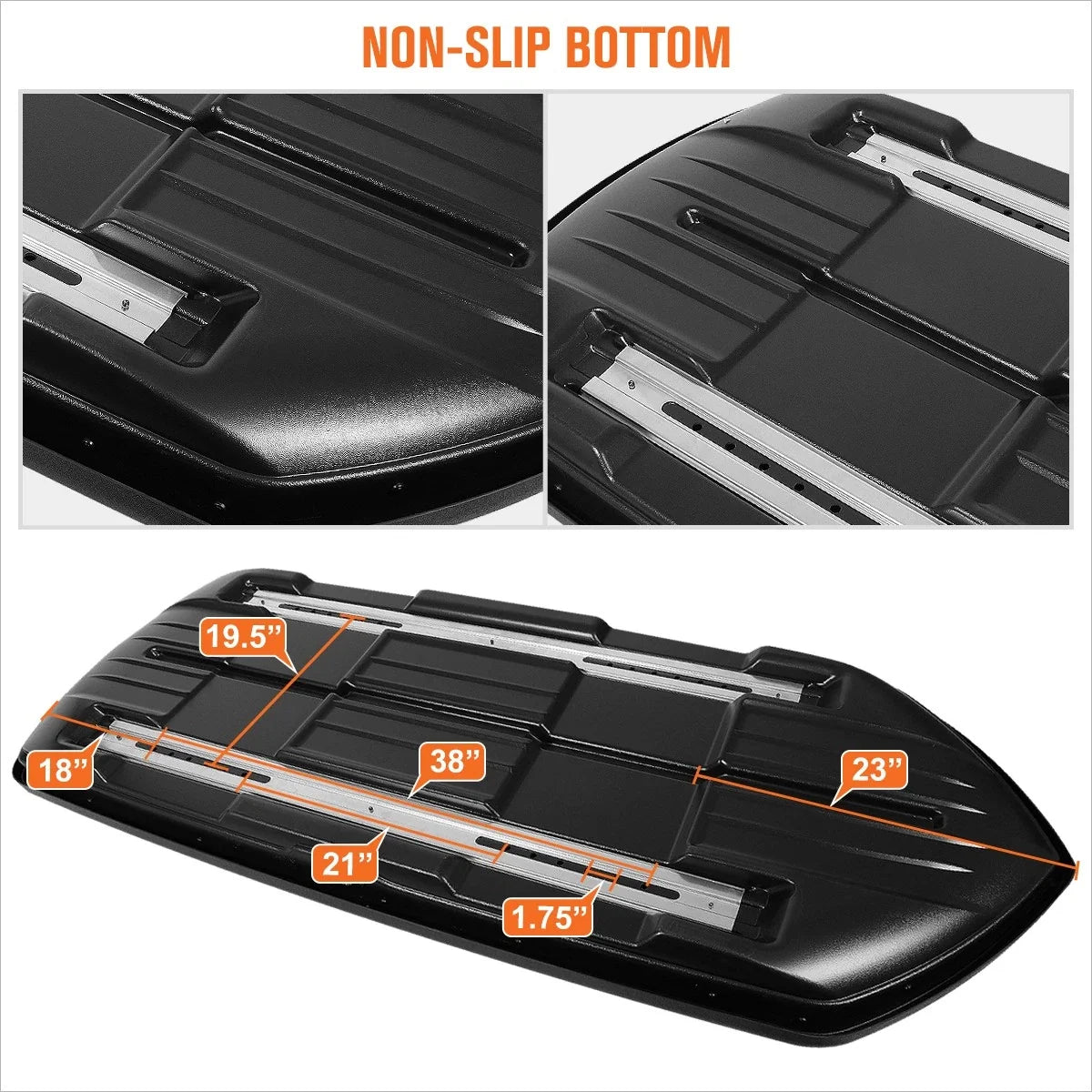 Cargo Roof Top Mounted Storage Box with Lock & Brackets for Universal Fit (80"L x 30"W x 13"H)