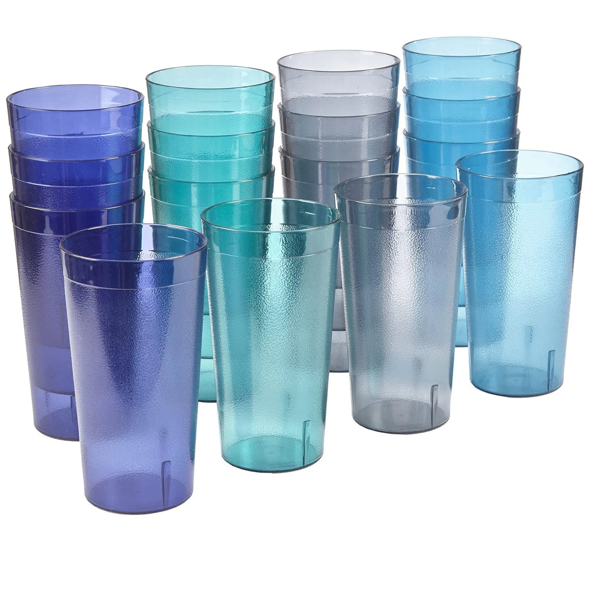 Set of 16 Reusable 20-Ounce Plastic Tumblers for Coastal Decor