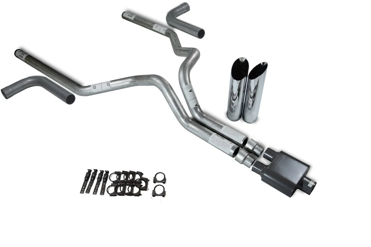 3" Dual Exhaust Kit for Ford F-150 (1998–2003) 1 Chamber Muffler Slash Tips