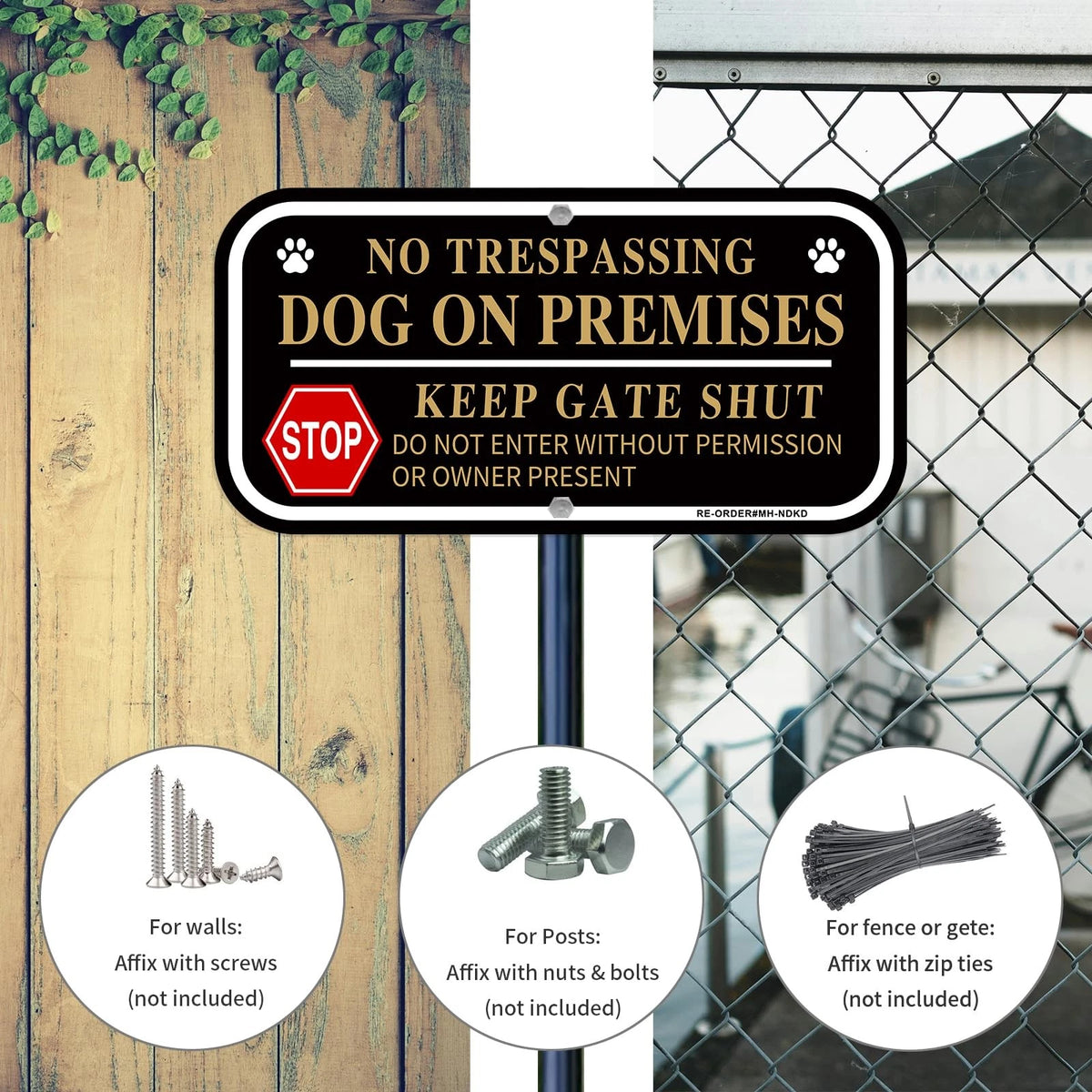 2X No Trespassing Dog On Premises Signs for Home (12x6 Inch)