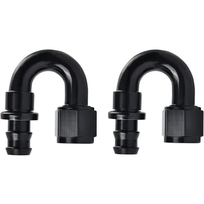 2X 6AN Push Lock Hose Barb Fittings AN6 180° Black for Universal