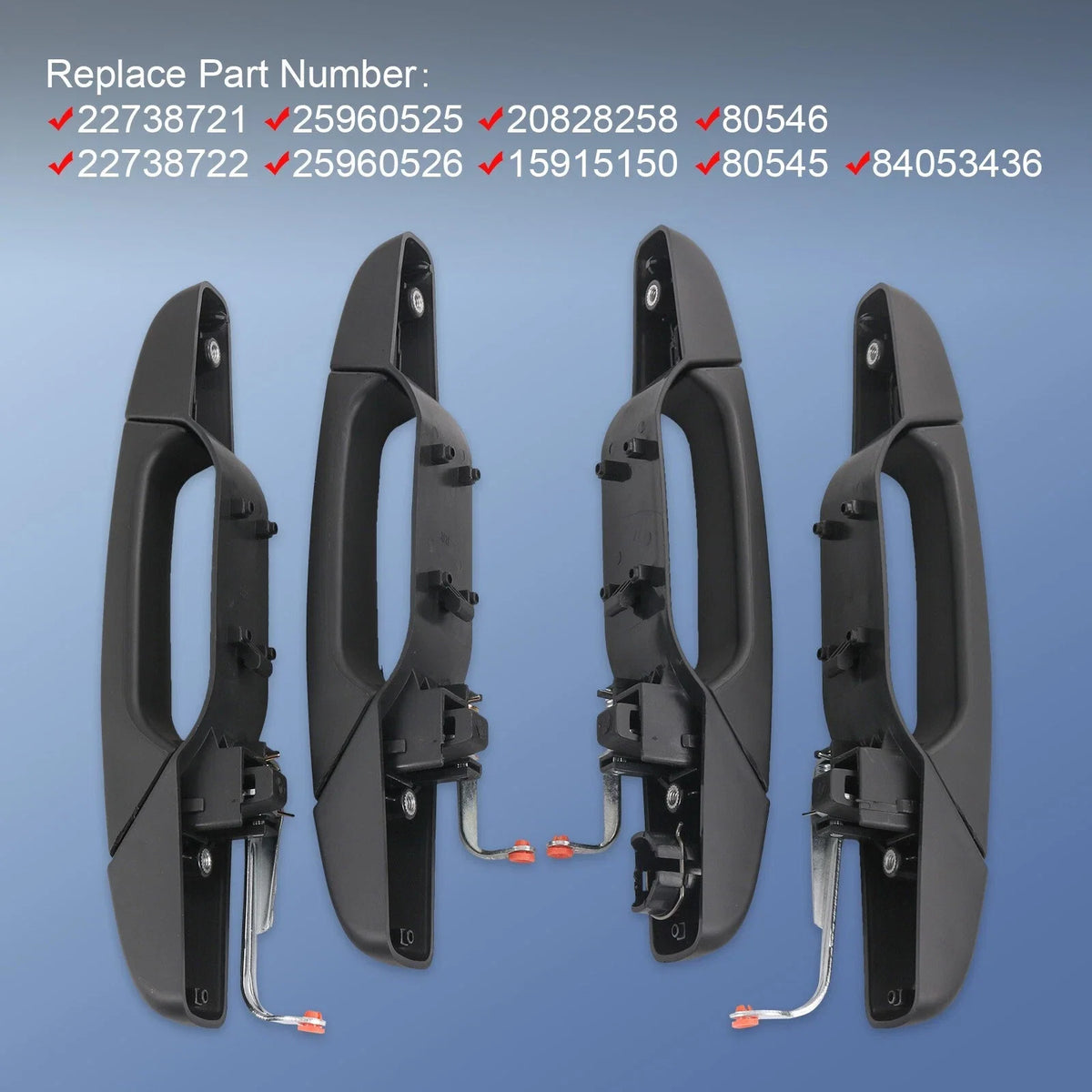 Set of 4 Black Door Handles for Chevy GMC Tahoe Yukon Sierra (2007–2014)