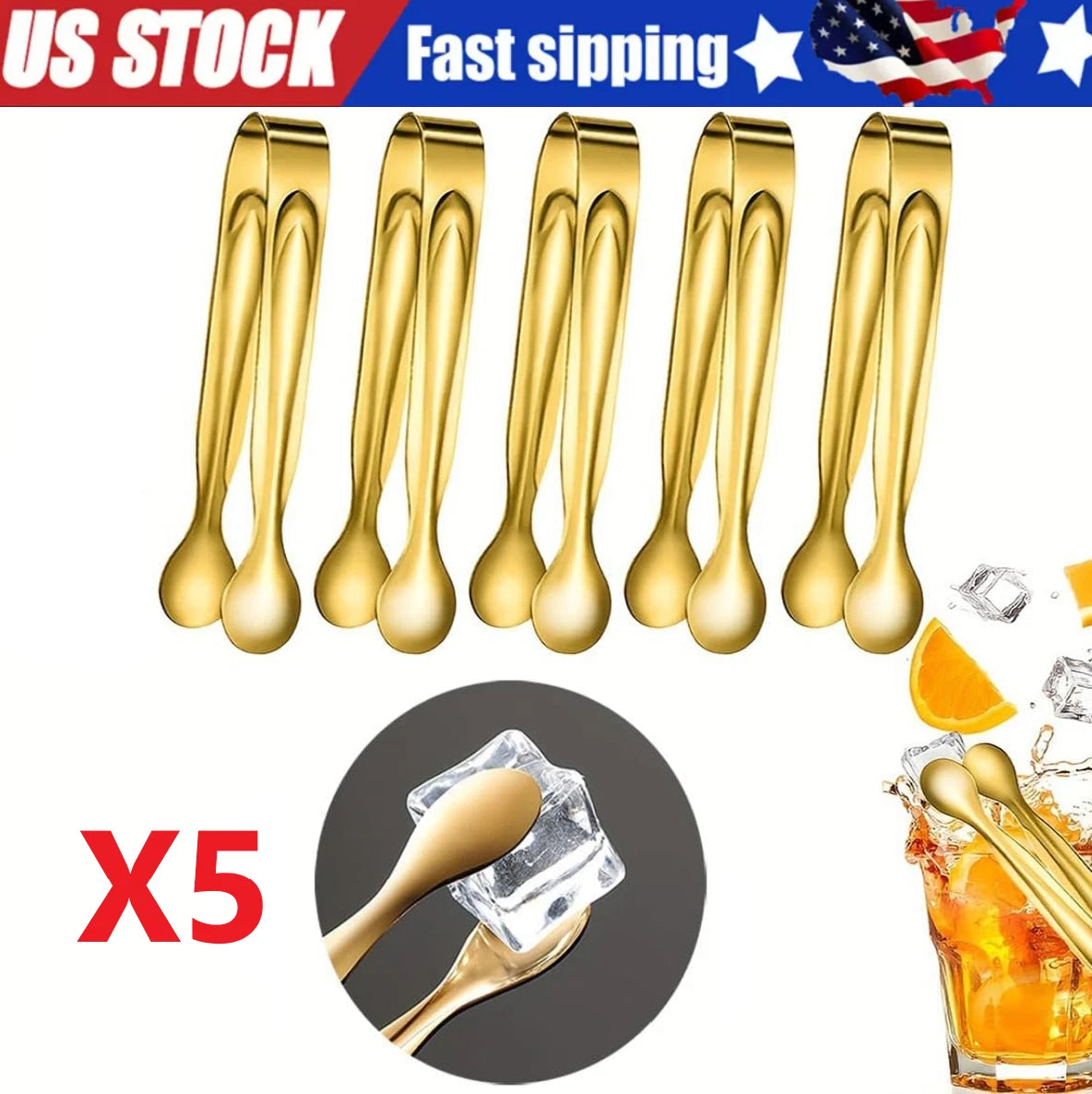 5 Pack 4 Inch Stainless Steel Mini Sugar Tongs for Appetizers Tea Party