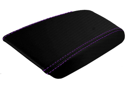 Console Lid Armrest Cover for Nissan Silvia (1989–1993) Carbon Fiber Purple Stitch
