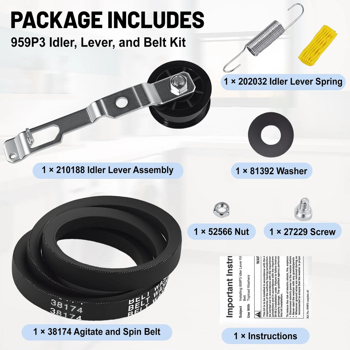 Washer Idler Pulley Kit for ZATUX (Compatible with )