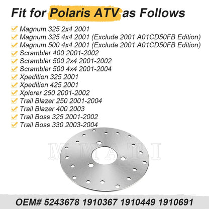 Rear Brake Disc Rotor for Polaris Trail Blazer 250 400 Trail Boss 325 330 (2001–2004)