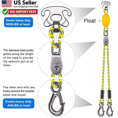 Boat Tow Harness for Tubing - Heavy Duty Quick Connector