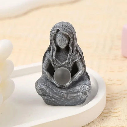 Moon Goddess Statue for Desktop Decor (Resin, Gray)