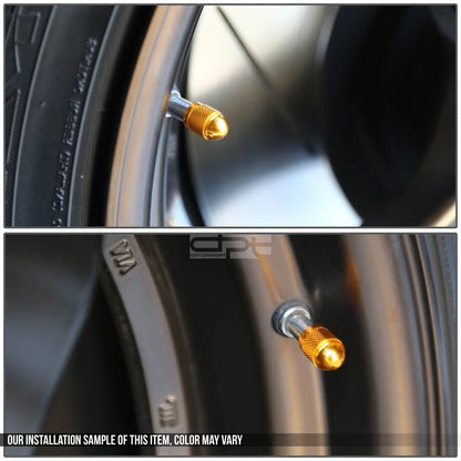 Set of 4 Aluminum Bullet Style Tire Rim Valve Stem Caps Gold for Universal