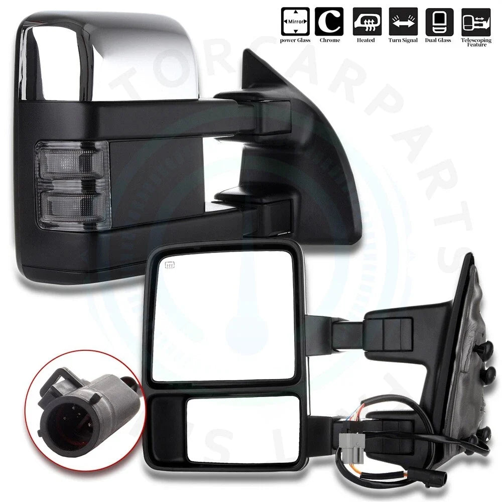 2X LED Signal Heated Tow Mirrors for Ford F250-F550 Super Duty (1999–2007)